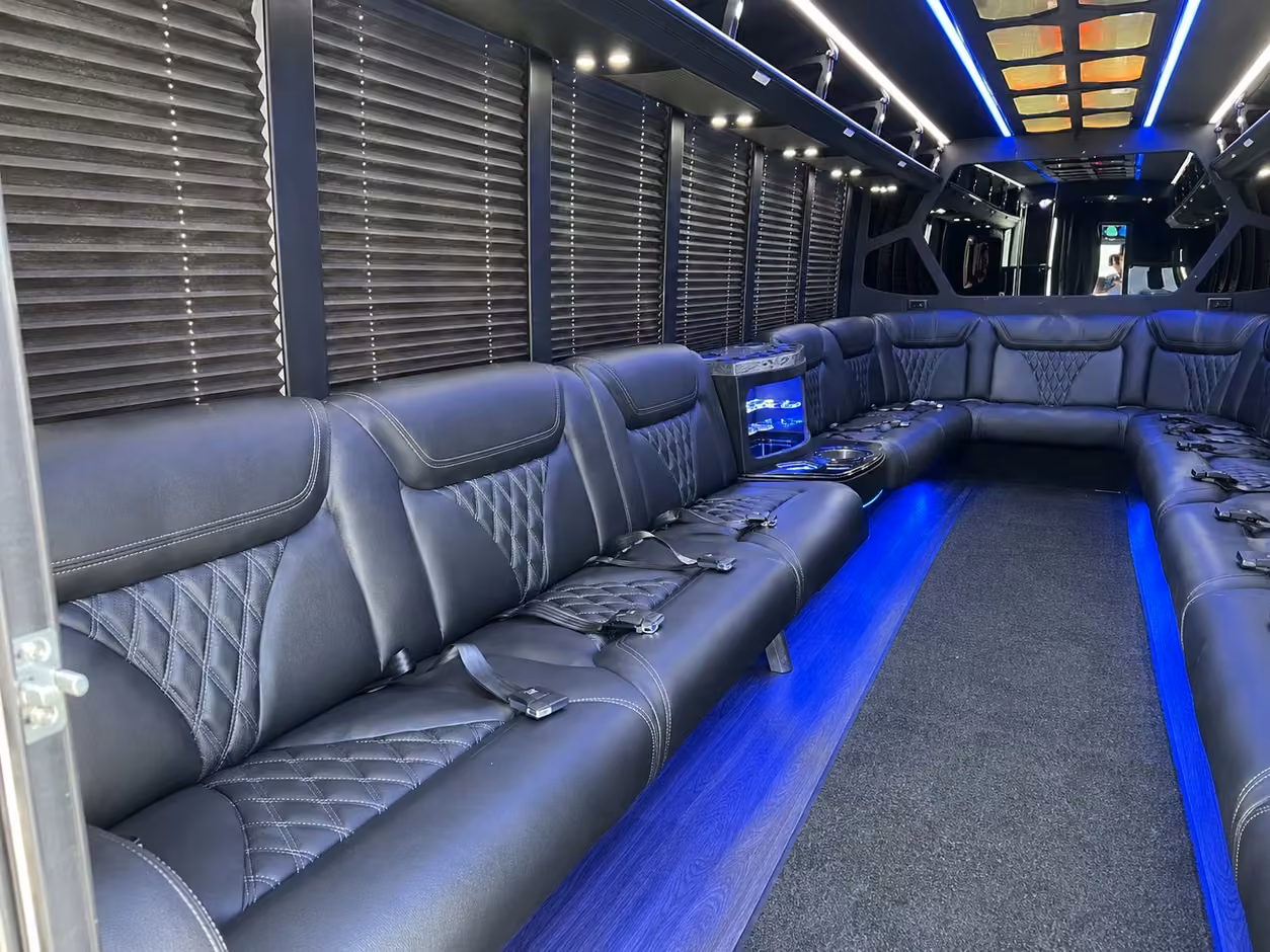 15 passenger party bus interior