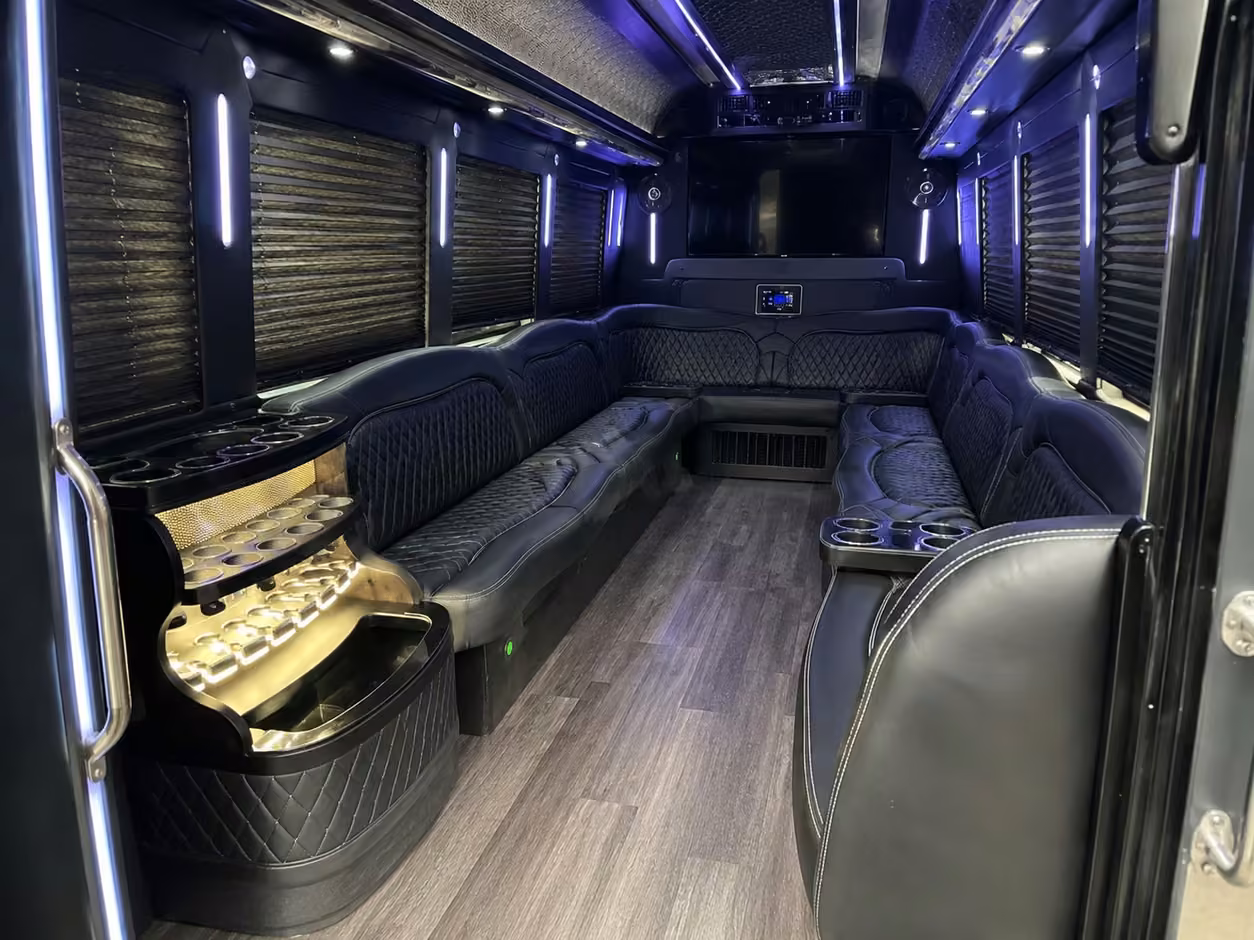 25 passenger party bus inside