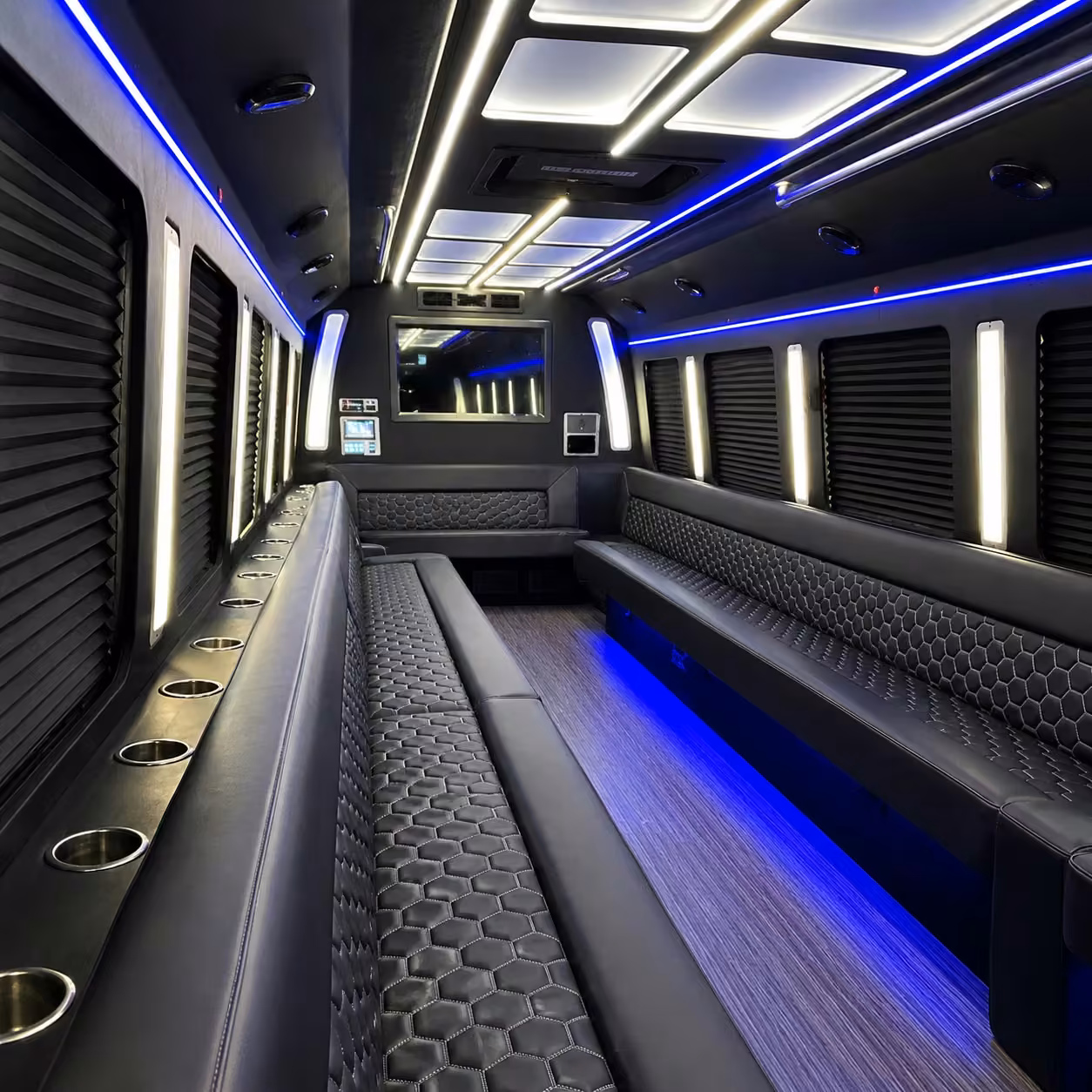 28 passenger party bus inside