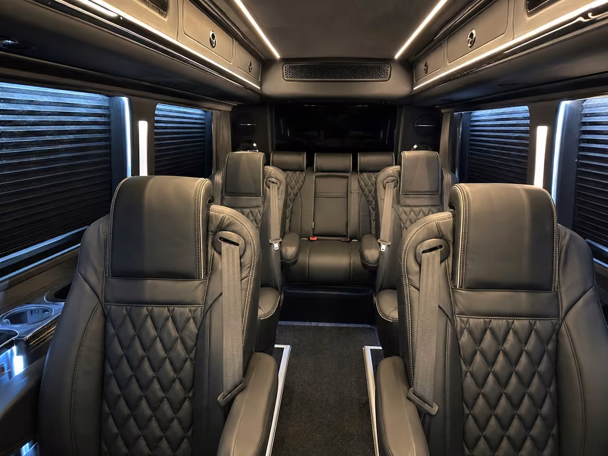 sprinter van rental with driver inside